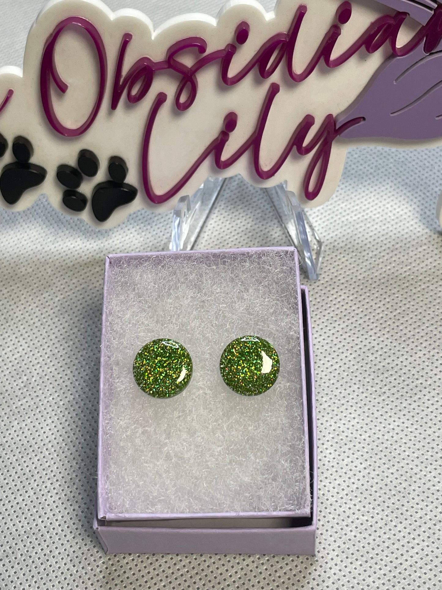 Green Circle Studs