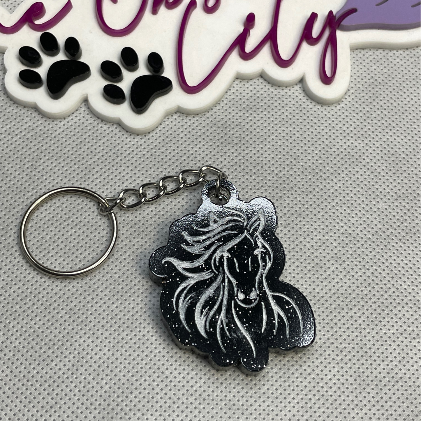 Moonless Night Horse Keychain