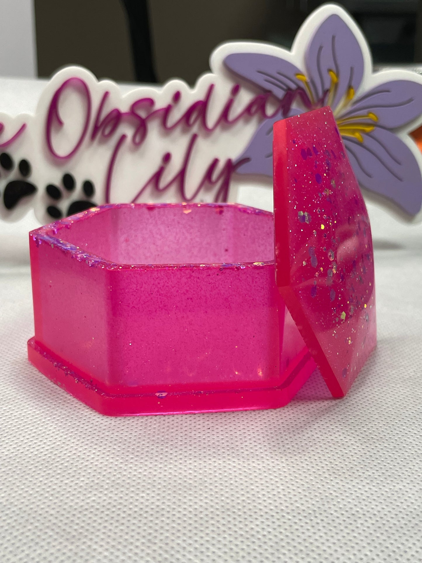 Hot Pink Resin Trinket Box
