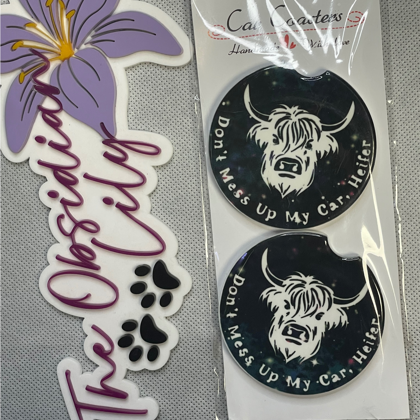 Don’t Mess Up My Car Heifer Ceramic Car Coasters