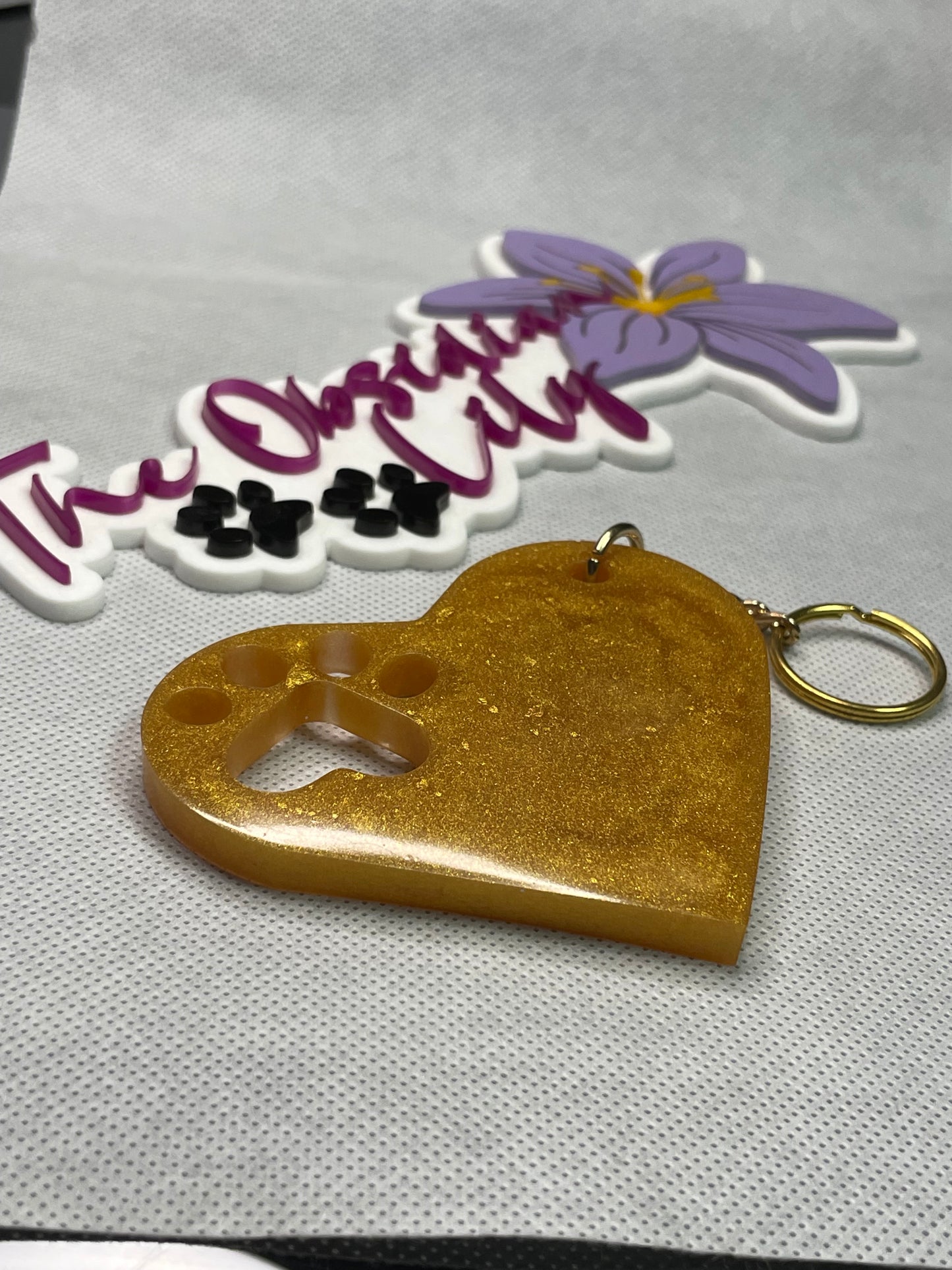 Gold Paw Print Keychain