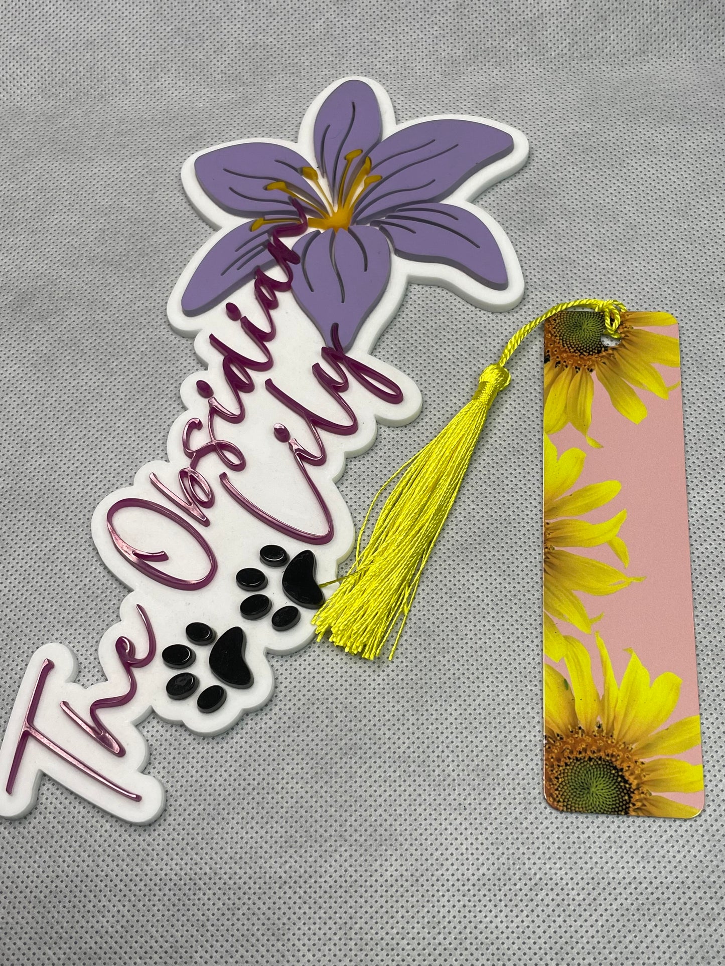Pink Sunflower Aluminum Bookmark