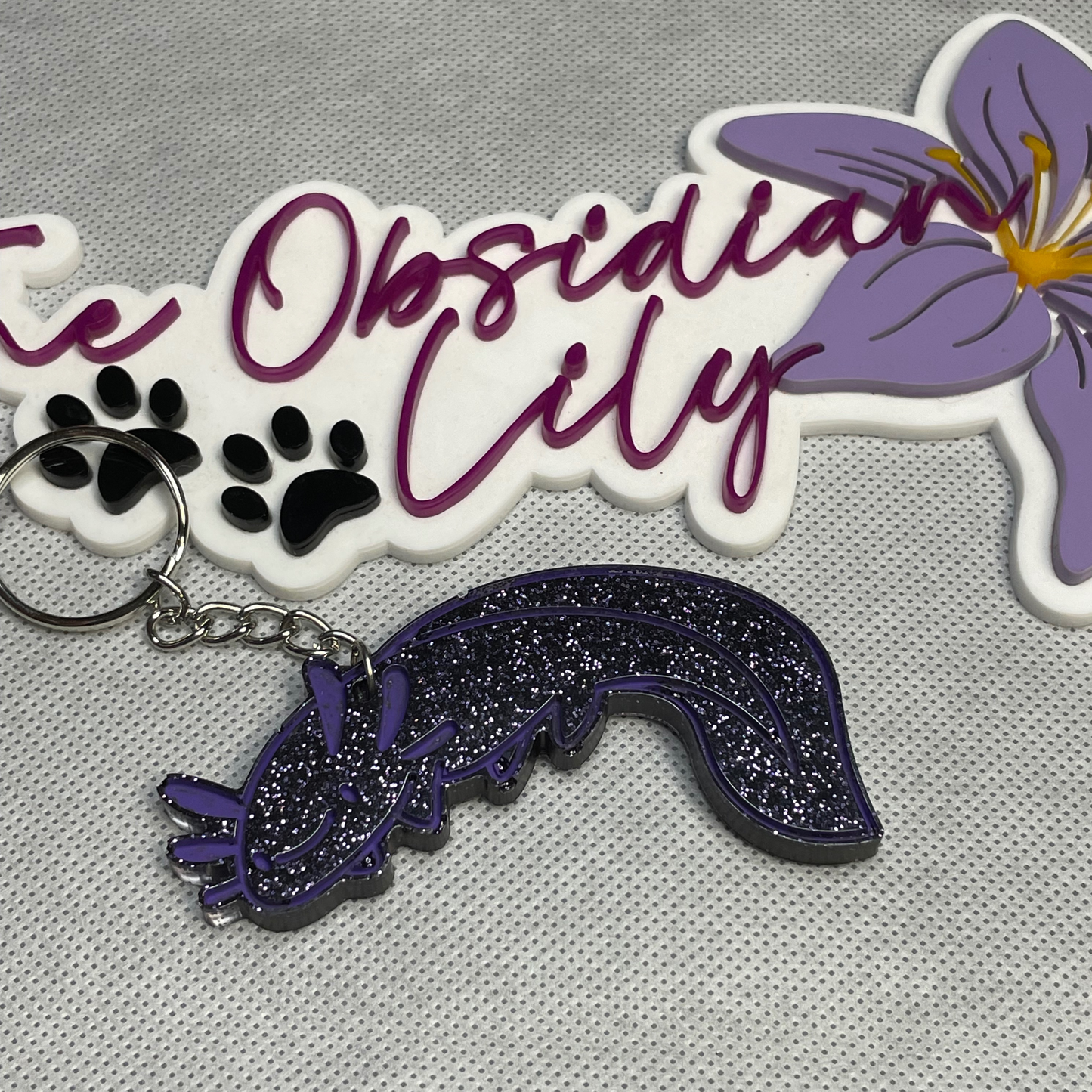 Purple/Black Axolotl Keychain