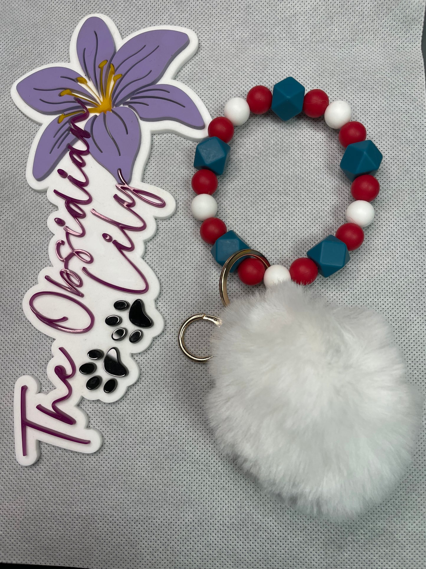 Real/White/Red Wristlet