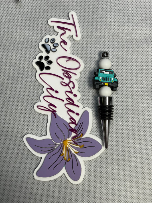 Teal Jeep Wine Stopper