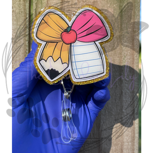 Teacher Bow Badge Reel (Interchangeable)