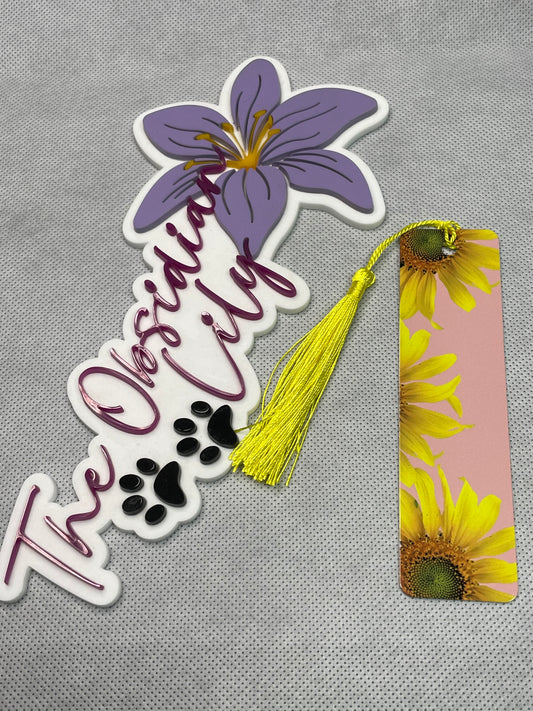 Pink Sunflower Aluminum Bookmark