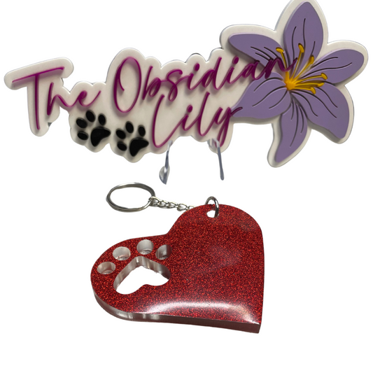 Red Paw Print Keychain