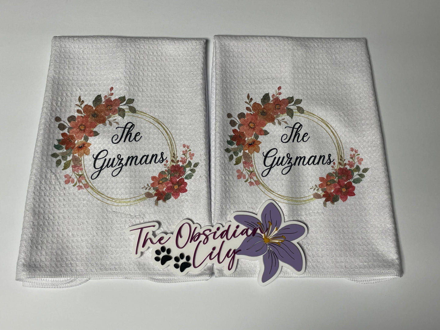 Personalized Floral Kitchen Towels (2 pack)