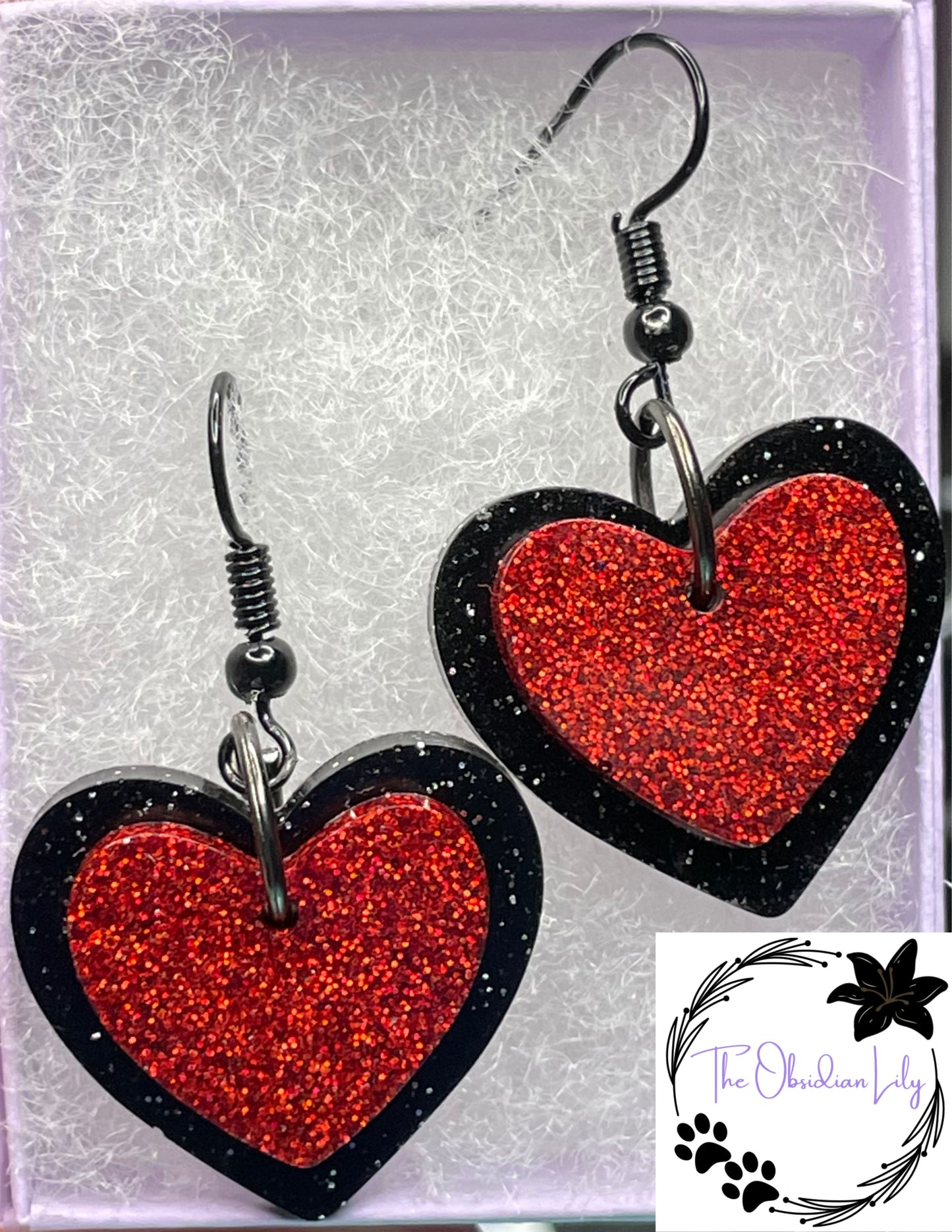 Moonless Night/Candy Apple Heart Dangles