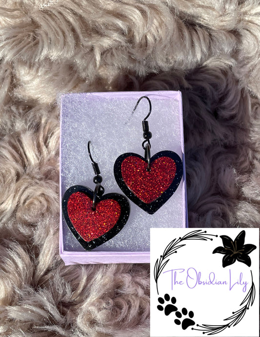 Moonless Night/Candy Apple Heart Dangles