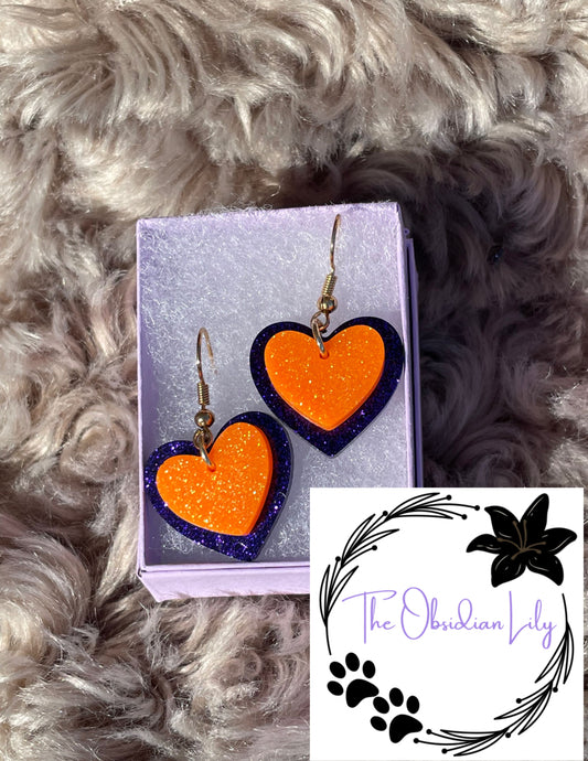 Royal Purple/Orange Crush Dangles (GLOW IN THE DARK)