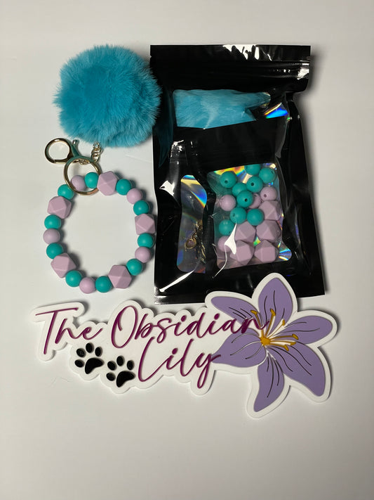 Teal And Lavender DIY Wristlet Kit