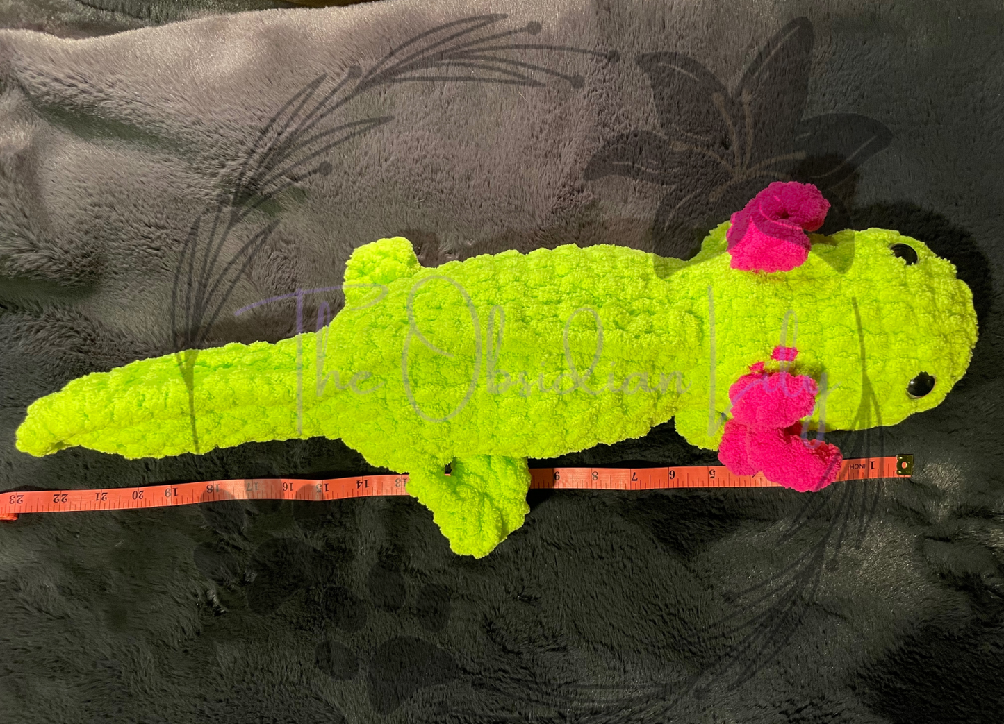 Lime Green / Hot Pink Axolotl Plushie