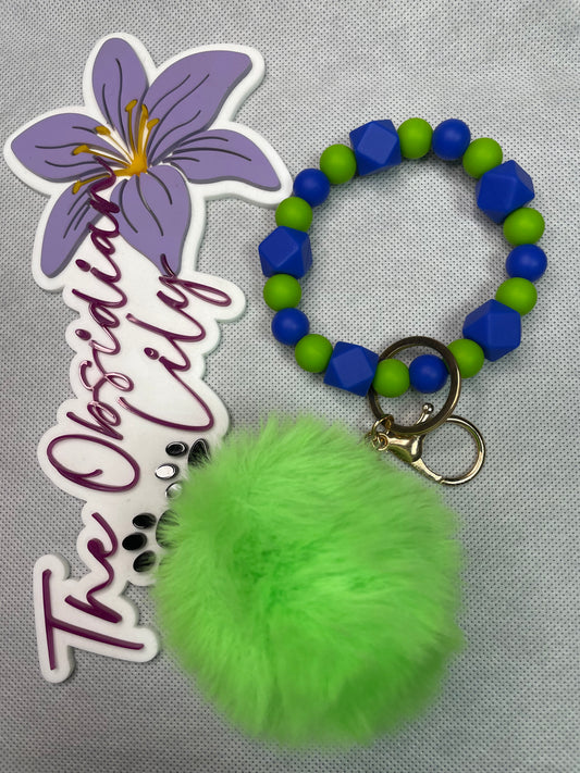 Neon Green/Royal Blue Wristlet