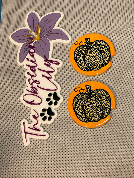 Cheetah Pumpkins Car Coasters - Pack of 2