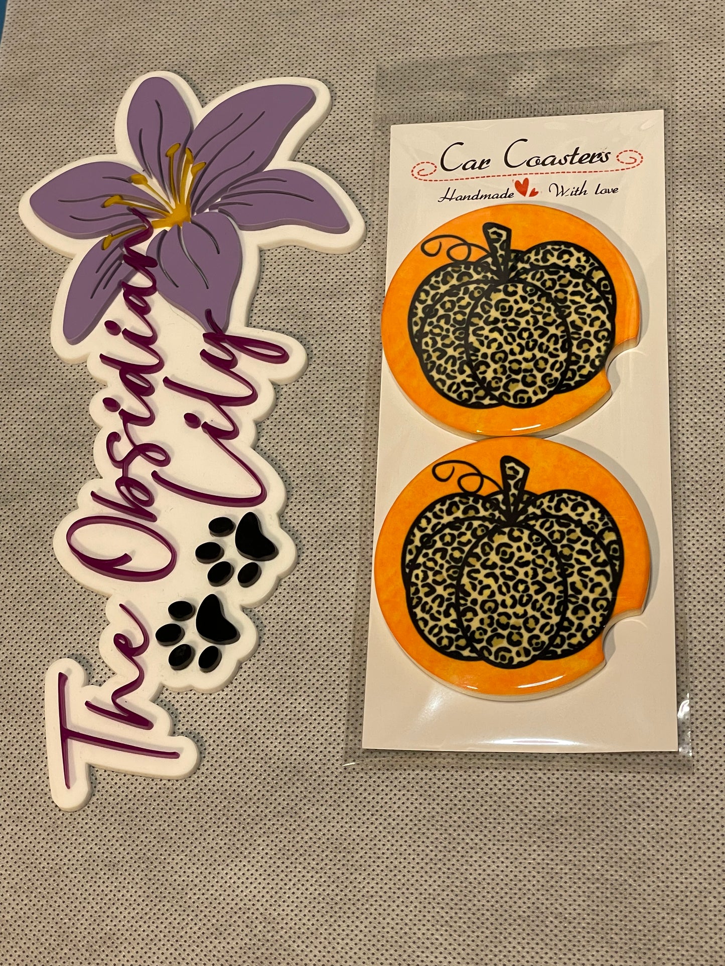 Cheetah Pumpkins Car Coasters - Pack of 2