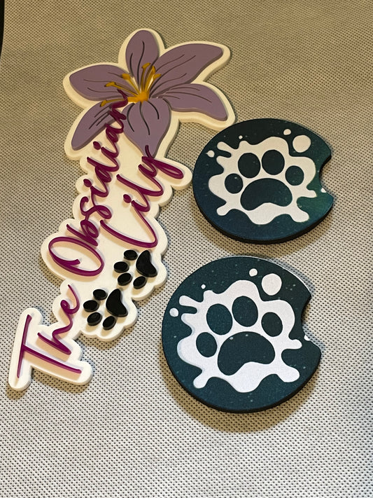 Paw Print Splash Neoprene Car Coasters - 2 Pack