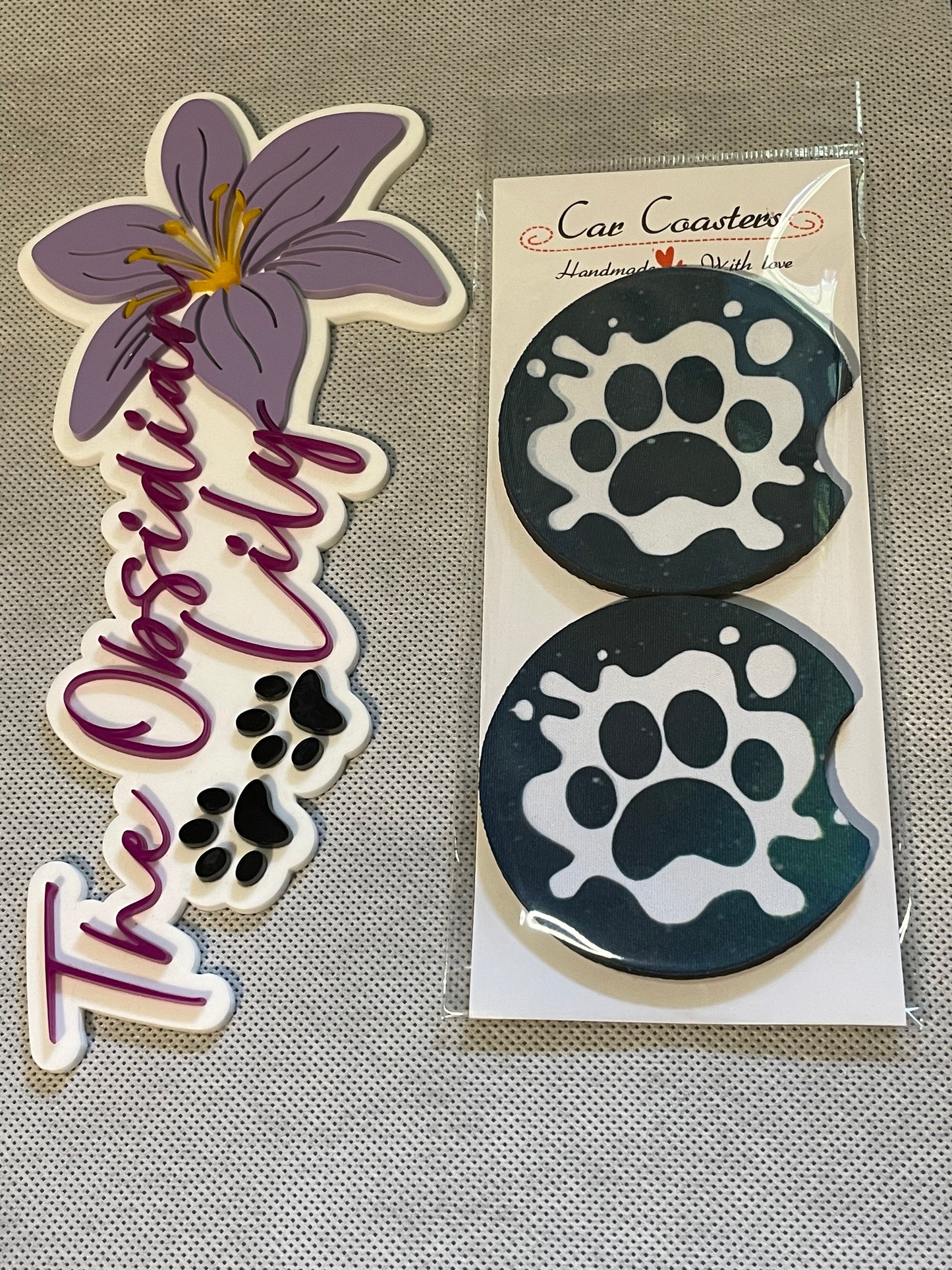 Paw Print Splash Neoprene Car Coasters - 2 Pack