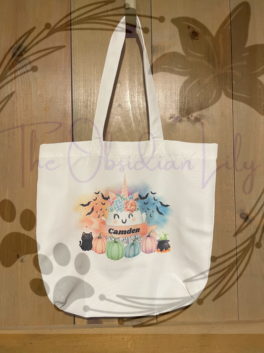 Personalized Unicorn Ghost Halloween Tote