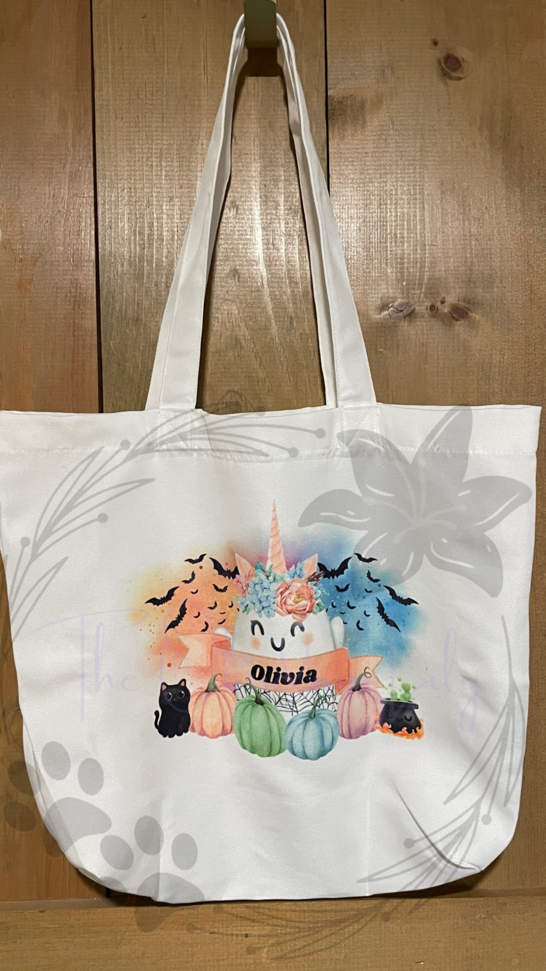 Personalized Unicorn Ghost Halloween Tote