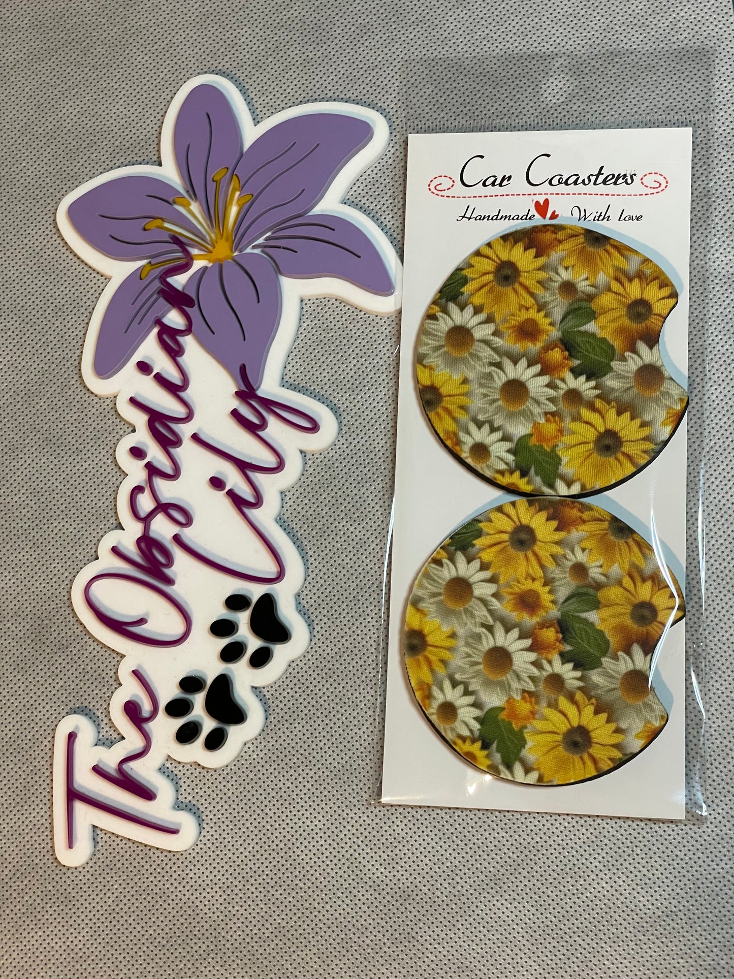 Sunflower Neoprene Car Coasters - Set of 2